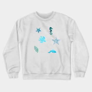 Ocean pattern animals set Crewneck Sweatshirt